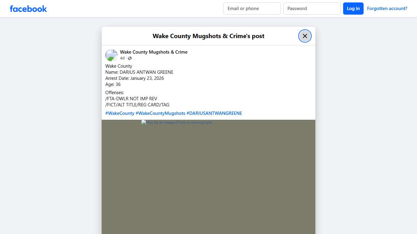 Wake County Name: DARIUS... - Wake County Mugshots & Crime Facebook